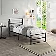 SlumberWorx BALDOCK MODERN BLACK METAL BED FRAME - SINGLE/SMALL DOUBLE/DOUBLE SIZE WITH MATTRESS OPTIONS (No Mattress, Single)