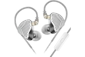 Linsoul KZ PR1 13.2mm Planar Diaphragm Driver HiFi in-Ear Monitors IEM with Detachable 2pin OFC Silver-Plated Cable Microphone for Audiophile Studio Musician (Silver, With Mic)