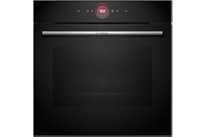 Bosch HBG7221B2 Series 8 Smart Built-in Oven, 60 x 60 cm, Made in Germany, Hydrolysis Cleaning, Air Fry, Bosch Assist Automatic Programs, 3D Hot Air, Coloured Touchscreen with Control Ring, Black