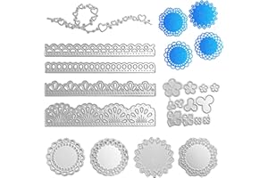 PFLYPF Juego de 4 moldes de corte redondos, plantillas de troquelado de flores, moldes para decoración de bordes de encaje, mini pétalos, varias plantillas de amor, para álbumes de recortes, álbumes de