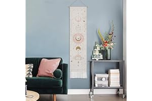 BOUTIKS Arazzo Bohémien, Ghirlanda Luna Arredamento Della Camera Attaccapanni Decorazione Boho Camera Letto Decorazione Murale Luna d'oro Appartamento Regali Ramadan Decorazione, Bianca