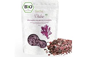 ‎PURERAW Dulse Flocken Bio Atlantik Algen (Wildsammlung Roh Vegan) Atlantischer Lappentang Rotalgen - Umami-Würze, Veganer Speck, Snack, Salzersatz - Organic Raw Wild Atlantic Seaweed Flakes | PureRaw 25g