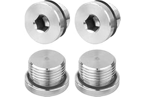 SILKWISH 4 Stück Blindstopfen G3/8 Zoll, Verschlussstopfen Blindstopfen Wasserleitung, Endstopfen Selbstdichtend Gewindestopfen Stopfen, Kohlenstoffstahl-Verschlussstopfen mit Gabelring