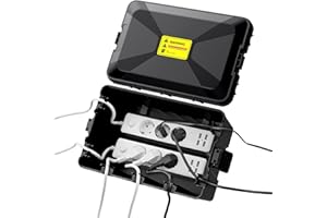 EYPINS Boîte à câbles étanche - Grande boîte électrique d'extérieur étanche IP54 - Pour protéger les rallonges multiprises - 33,5 cm x 22,5 cm x 14,5 cm - Noir