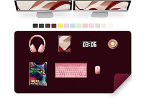METEOROCK 120 x 60 CM PU Leather Desk Mat - Non-Slip, Waterproof, Extra Large Mouse Pad, Computer Mat for Keyboard Mouse, Desk Blotter Mat for Work (Burgundy)