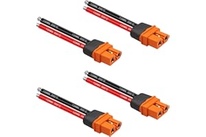 GELRHONR XT60i Plug Female with Sheath Housing Connector with 50mm Silicone Wire, XT60 Pigtail 12AWG Cable for RC Lipo Battery FPV Drone-4pcs