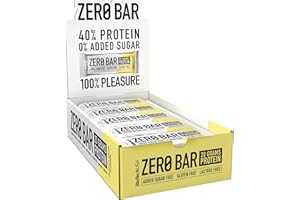 ‎BIOTECHUSA BioTechUSA Zero Bar Przekąska białkowa - O niskiej zawartości cukru i bez laktozy | Chrupiąca konsystencja | Pyszne smaki | Idealne do diety i treningów, 20 * 50 g, Czekoladowo-Bananowy