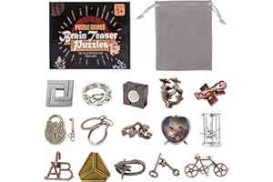 Holzsammlung 15pcs Rompicapo Metallo, Giochi Rompicapo Gioco Intelligenza, Rompicapi Giocattoli Educativo Metal IQ Puzzle Rompicapo Giocattolo Regalo per Adulti Adolescenti
