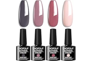 Croitout UV Nagellack Set, Gel Nagellack Shellac Set, Mehrfarbig Ablösbarer Gel Gellack Nagelgel Farben Farbgel Lack, Gel Nail Polish Kit 4 x 7.3ml 4CS-003