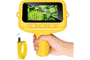 ASHFLY Microscope for Kids, 3'' Digital Handheld Kids Microscope with Adjustable Light, 1000X 1080P Pocket Portable Mini Micro Scope, Stem Toys for Ages 5-7 8-12 Teen Boys and Girls Educational Gifts, Orange