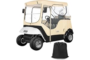 10L0L Recinto para carrito de golf EZGO TXT RXV, impermeable, portátil, manejable, cubierta de lluvia para carrito de golf, cubierta de viaje de 4 lados, color beige