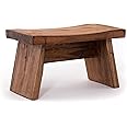 Rustieke Vintage VOETENBANK Palo | 27,5x26x26 cm (HxBxD), mahoniehouten gerecycled hout | houten krukje, krukje, bijzetkrukje, plantenkrukje | kleur: 04 zwart-natuur