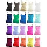 3X Pack of Ladies Plain Summer Strappy Vest Tops with Daisy Trim/UK 8-10 up to UK 18-20