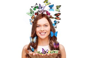 Schmetterling Haarreif und 8 Stück Haarspangen, FUKPO Schmetterling Fascinator Stirnband Haarband Schmetterling Kopfschmuck Damen Mädchen Kinder, Schmetterling Haarreifen Schmetterlinge Haarschmuck