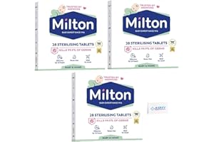ASREV HEALTHCARE MiltonBaby Sterilising 28 Tablets Pack - Cold Water Sterilisation - Feeding Bottle, Teats, Antibacterial, Antiseptic Cleaner, Household Surface Kitchen Hygiene (3 Packs of 28 Tablets)