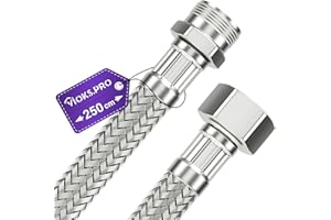 Vioks.pro Tubo di prolunga per rubinetto, 19,3 mm, AG x ÜM 250 cm, prolunga per il collegamento dell'acqua, tubo di prolunga da 1/2 pollici, per rubinetto della cucina, lavandino WC