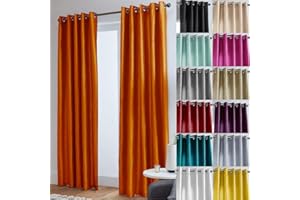 John Aird Luxury Faux Silk Fully Lined Eyelet Curtains (Orange, 117cm Width x 137cm Drop (46"x 54")