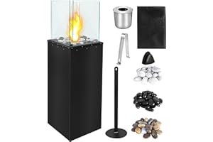 ‎XMTECH XMTECH Freistehender Stand-Kamin für Indoor und Outdoor, Kamin mit bis zu 150 min Brenndauer, Bodenkamin, Wohnzimmer Terrasse Garten, Quadrat 80x24.5x20 cm