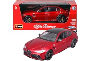 Bburago - Alfa Romeo Giulia GTAm Rossa, samochód diecast w skali 1:18, szczegółowa replika z otwieranymi częściami, oficjalna licencja Alfa Romeo, nieodpowiedni dla dzieci poniżej 36 miesięcy