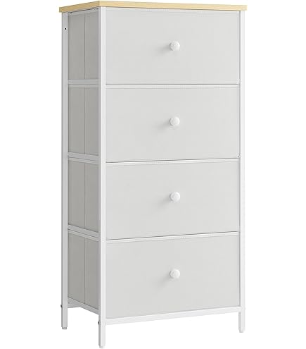 SONGMICS Ladekast, opbergkast met 5 laden van stof, industriële stijl, voor woonkamer, entree, hal, kinderkamer, rustiek bruin en zwart LGS45H