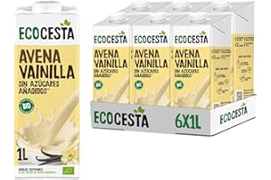 ECOCESTA MEJOR CADA DIA - Pack de 6 Unidades de 1 L de Bebida Vegetal de Avena y Vainilla BIO - Bebida 100% Natural - Rica en Nutrientes y Baja en Calorías - Sabor Dulce - Apta para Veganos