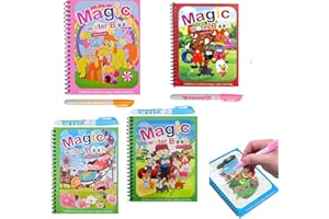 SELOXMCS 4 Stück Wassermalbuch,Wasser Malbuch,Water Magic Magisches Book Wassermalbücher Wasserzauber Colouring Wasserbilder Kinder Malen und Malbuch Wasserstift Reiseaktivitäten Bildung Kleinkinder Geschenk