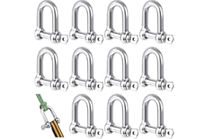 LEDOO M5 D Shackle 12Pcs Stainless Steel D Ring Shackle Lock, D Shackle Clip, 304 Stainless Steel D Shackle for Heavy Construction (Silver)