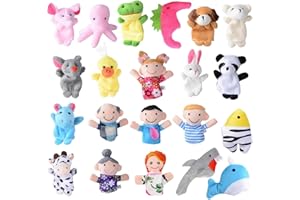 BETESSIN 21 Pcs Marionetas de Dedos 15 Animales y 6 Personas Títeres de Dedos Juego Lindos Dedos Muñecas Juguetes Pequeños de Mano Interesante para Niños Regalo de Cumpleaños