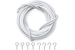 Dikots Net Curtain Wire and Hooks Set - 3 Meter Curtain wire kit with 4 Eyes & 4 Hooks - A multipurpose wire suitable for net curtains for windows - Durable wire set for window net curtain