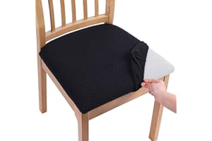 Homaxy Stuhlbezug Sitzfläche 6er Set, Stretch Bezug für Stühle Sitzbezüge für Esszimmerstühle Abwaschbar Schonbezug Stuhl Hussen für Stühle, Schwarz