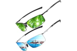 LEDING&BEST Lunettes de soleil Pilote polarisées hommes femmes Extérieur Léger Cadre métallique Pêche Golf Conduite Élégant Rétro lunettes Anti-Reflets Cat 3 CE