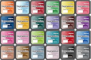 CraftyManor Mini Smudge Ink Pads for Stamps, Water Based Halo Dye Stamp Pad for Scrapbooking, DIY Craft Scrapbook Supplies for Adults (24 Colors)