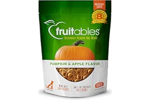 Fruitables Golosinas horneadas para perros, Golosinas de calabaza para perros, saludables bajas en calorías, sin trigo, maíz ni soja - Calabaza y manzana 198g