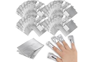 QULLMARTLE 200 Pcs Foil Nail Wraps, Aluminium Wraps Remover with Lint-Free Cotton Pads for Manicure Nail Art Cleaner, Fast & Gentle Soak Off Gel Polish Removing