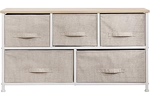 sogesfurniture Aufbewahrung Kommode Garderoben mit 5 Stoff-Schubladen, universale Schubladenbox Schubladenschrank Stoffschrank für Flur, Eingangsbereich, Schlafzimmer, 100x29x55cm, 106-BM-BH