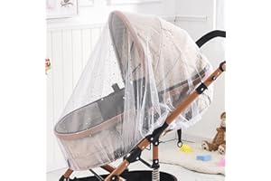 RUIGOMRU Mosquito Net for Stroller,Baby Pram Net Portable Daisy Print Stroller Netting Cover Perfect Bug Net for Strollers,Bassinets,Mini Crib,Cradles and Playards (White Star)