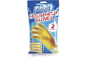 Duzzit Household Gloves 100% Latex Comfort Fit Lined Pack Of 2 Size Medium