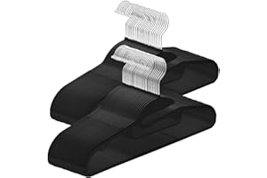 ABHENG Perchas de Plástico, 50 Unidad, Apertura en Forma de U, Perchas con Revestimiento de Goma, Resistentes, Antideslizantes, Gancho Giratorio 360º, 41.5 x 0.5 x 22.5 cm, Negro APY0450B