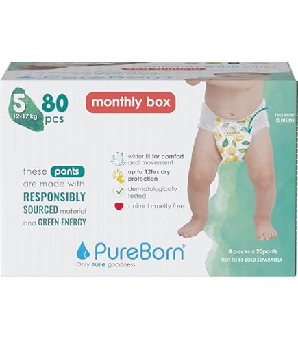 PureBorn Eco Organic Bamboe Luiers, Maat 5 (11-18 kg), 22 Luiers