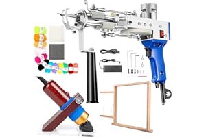 OXFUZZ Kit Pistola per Tufting,Pila Tagliata E Pila Ad Anello 2 in 1,Macchina per Pistola Tufting- Taglierina per Tappeti/12 Linee/3 Panno Trapuntato/Telaio per Tufting in Legno,5-40 Punti/Sec,Blue