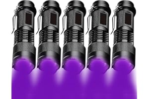 MODOAO UV-Taschenlampe, 5 Stück, 395 nm, UV-Taschenlampe, leistungsstarkes UV-Licht für Haus- und Hotelinspektion, Schwarzlicht-Detektor für Haustierurin, Flecken, Bettwanzen und mehr