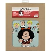 Grafoplas - Book Cover for Reading Mafalda Friends, Measures 22 x 27 cm, Zip Closure, Front Pocket with Hidden Zip, Perfect f