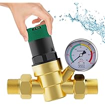 Waterdrukregelaar met manometer, waterfilter 3/4 inch huisaansluiting drukregelaar water, water overdrukventiel van messing voor het regelen van de waterdruk Waterdrukregelaar met manometer, waterfilter 3/4 inch huisaansluiting drukregelaar water, water overdrukventiel van messing voor het regelen van de waterdruk