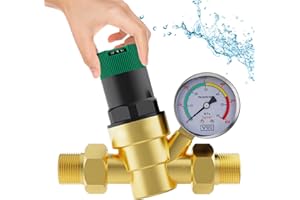 LQGTQO Reductor de Presion de Agua Válvula Reductora de Presión de 1/2 Válvula de Alivio de Presión del Regulador de Presión de Latón DN 15 para Regular La Presión del Agua en Casas, Edificios, Fábricas