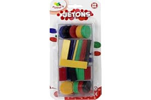 FLYPOP'S - Jetons - Jeu De Cartes - 140275LIN - Multicolore - Plastique - 2 à 6 Joueurs - Jeux de Société - Poker - Loto - 22 cm x 11 cm - À Partir de 6 Ans