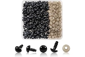 TOAOB THE ONE AND ONLY BABY TOAOB 150pcs 9mm Yeux de Poupée d'animaux en Peluche de Sécurité en Plastique Rond Noir avec Rondelles pour Marionnette DIY Artisanat Bijoux