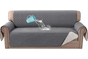 BellaHills Sofa Cover 100% Waterproof Sofa Cover 3 seater Sofa Slipcovers Triple Non-Slip Couch Covers 3 Seater Washable Sofa Protector with Elastic Strap for Kids/Pets (Sofa 70", Gray)