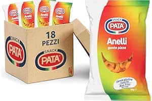 PATATINE PATA PATA | Anelli di Mais Gusto Pizza, Senza Glutine, con Olio di Semi di Girasole Alto Oleico, Non Fritti, 18x50g