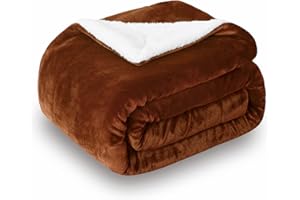 SOCHOW Coperta Plaid in Pile Sherpa, Caramello 220 x 240 cm Coperta di Peluche Super Morbida e Lussuosa a Doppio Strati