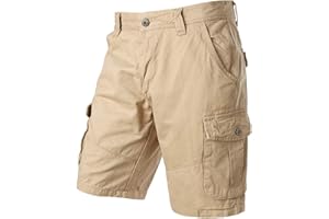 PARKLEES Men's Casual Summer Combat Cotton Twill Cargo Shorts
